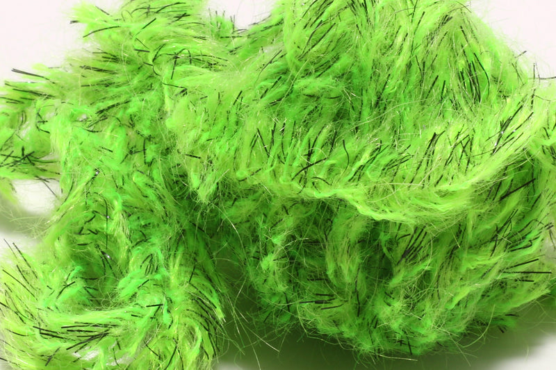 Hareline Speckled Black Mohair Scruff New Large 15mm / Fl Chartreuse 