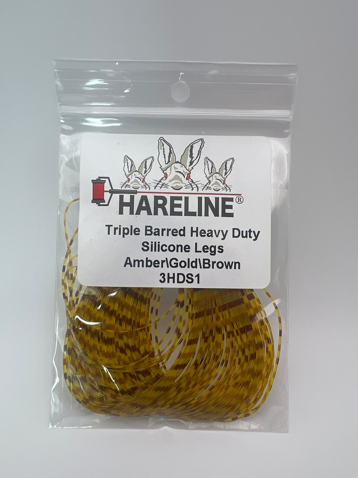 Hareline Triple Barred Heavy Duty Silicone Legs #1 Amber\Gold\Brown Rubber Legs
