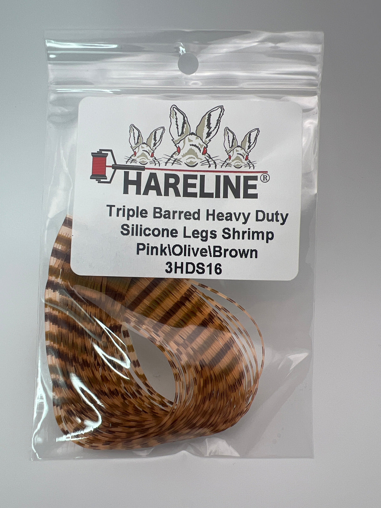 Hareline Triple Barred Heavy Duty Silicone Legs #13 Pink\Brown\Olive Rubber Legs