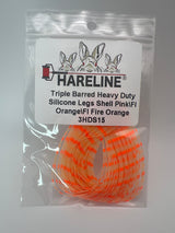 Hareline Triple Barred Heavy Duty Silicone Legs #15 Shell Pink\Fl Orange\Fl Fire Orange Rubber Legs