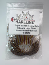 Hareline Triple Barred Heavy Duty Silicone Legs #17 Silver Shiner\Mustard\Brown Rubber Legs