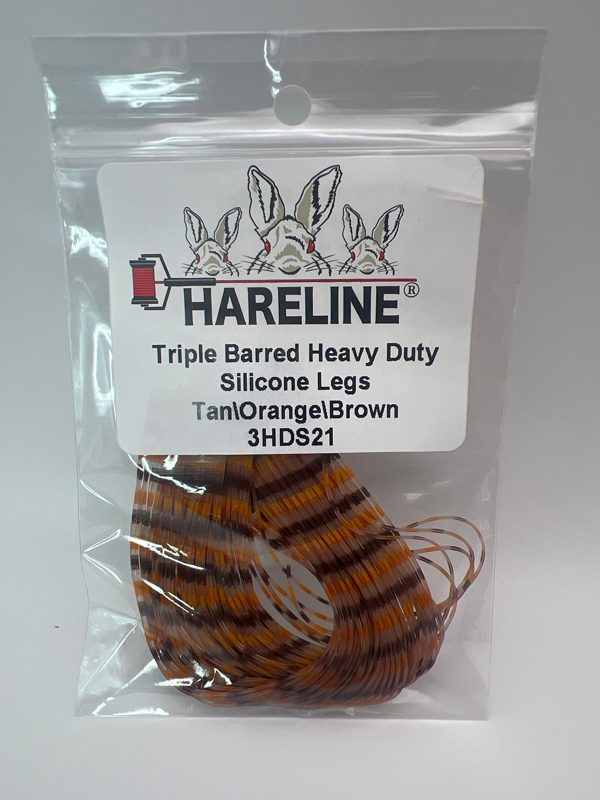 Hareline Triple Barred Heavy Duty Silicone Legs #21 Tan\Orange\Brown Rubber Legs