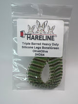 Hareline Triple Barred Heavy Duty Silicone Legs #4 Bone\Green Olive\Olive Rubber Legs