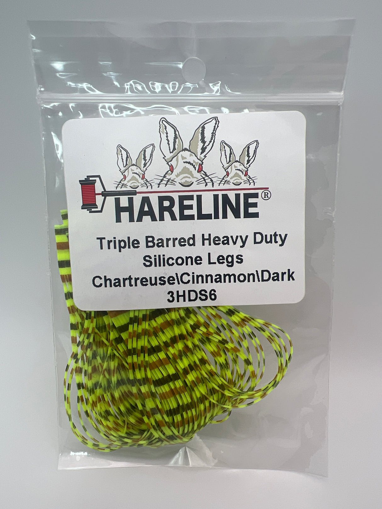 Hareline Triple Barred Heavy Duty Silicone Legs #6 Chartreuse\Cinnamon\Dark Brown Rubber Legs