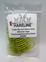 Hareline Triple Barred Heavy Duty Silicone Legs #6 Chartreuse\Cinnamon\Dark Brown Rubber Legs