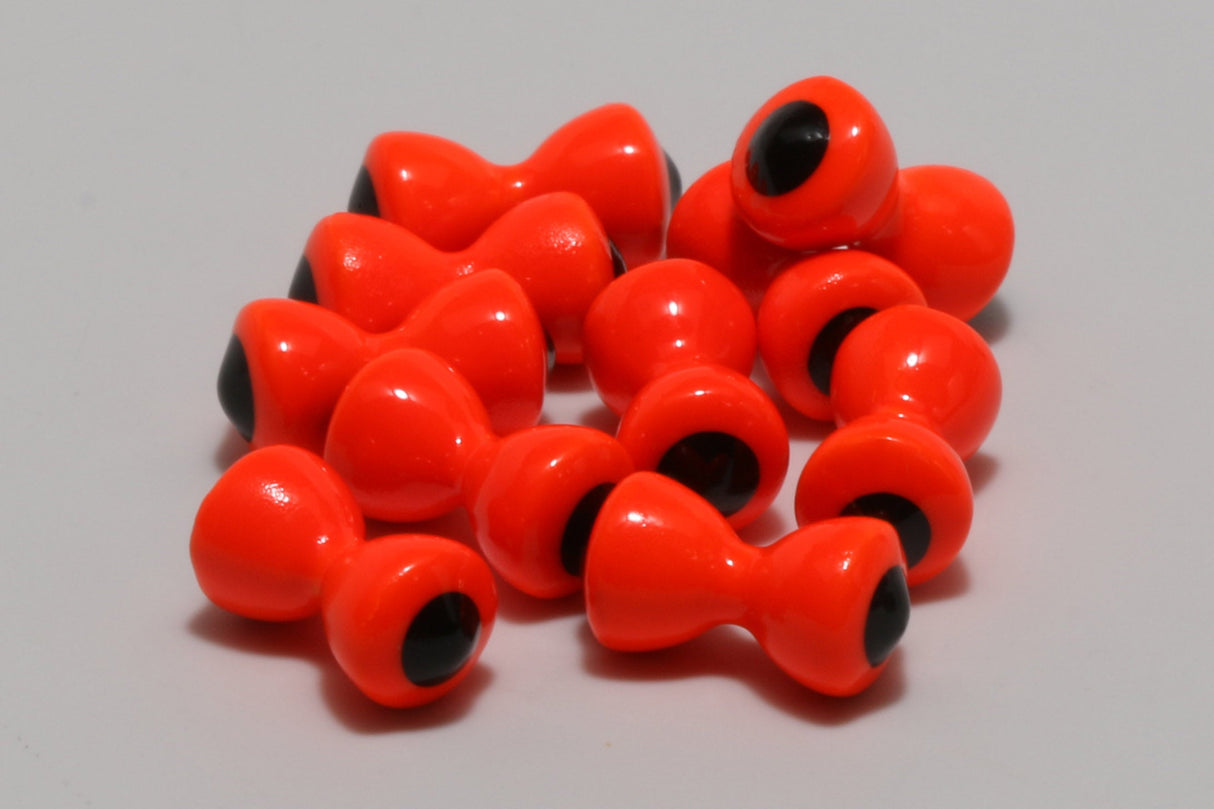 Hareline Tungsten Eyes Medium / #137 Fl Orange Black Pupil Beads, Eyes, Coneheads