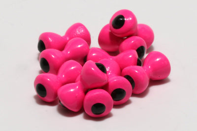 Hareline Tungsten Eyes Medium / #138 FL Pink Black Pupil Beads, Eyes, Coneheads