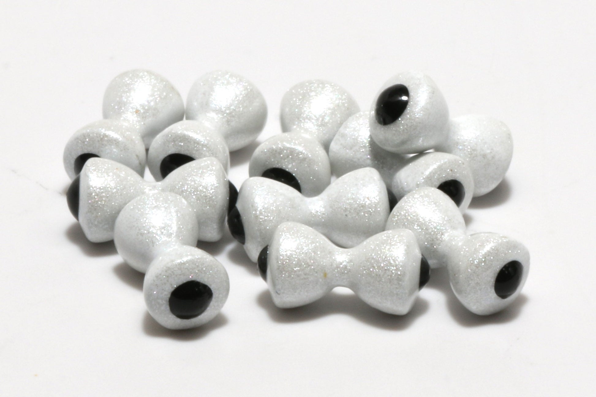 Hareline Tungsten Eyes Medium / #377 White Black Pupil Beads, Eyes, Coneheads