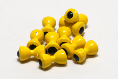 Hareline Tungsten Eyes Medium / #383 Yellow Black Pupil Beads, Eyes, Coneheads