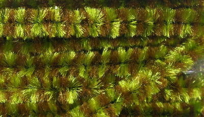 Hareline Variegated Chenille Medium Olive/Brown #265 Chenilles, Body Materials