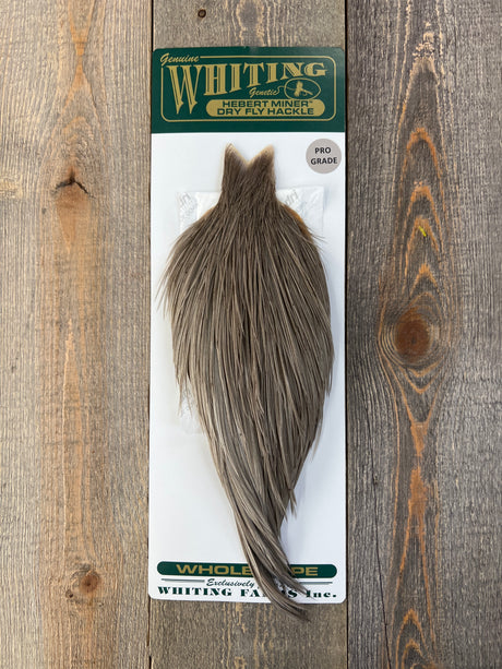 Hebert Pro Grade Cape Medium Gray Dun Dry Fly Hackle
