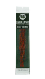 Metz Hackle Bugger Bunch 3 Pack Grizzly dyed Burnt Orange Saddle Hackle, Hen Hackle, Asst. Feathers