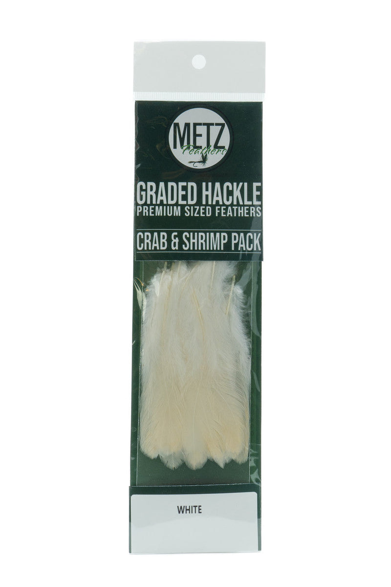 Metz Hackle Crab Shrimp Pack White Saddle Hackle, Hen Hackle, Asst. Feathers