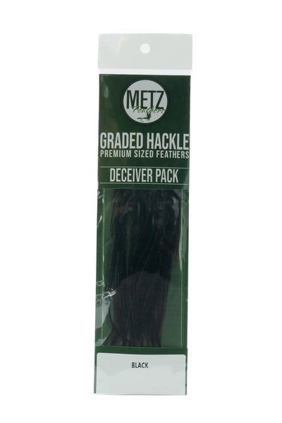 Metz Hackle Deceiver Streamer Pack Black Saddle Hackle, Hen Hackle, Asst. Feathers