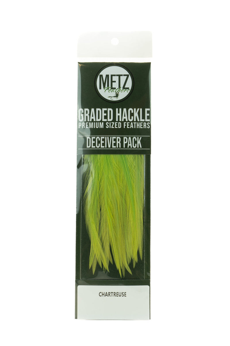 Metz Hackle Deceiver Streamer Pack Chartreuse Saddle Hackle, Hen Hackle, Asst. Feathers