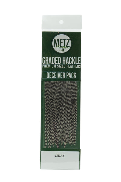 Metz Hackle Deceiver Streamer Pack Grizzly Saddle Hackle, Hen Hackle, Asst. Feathers