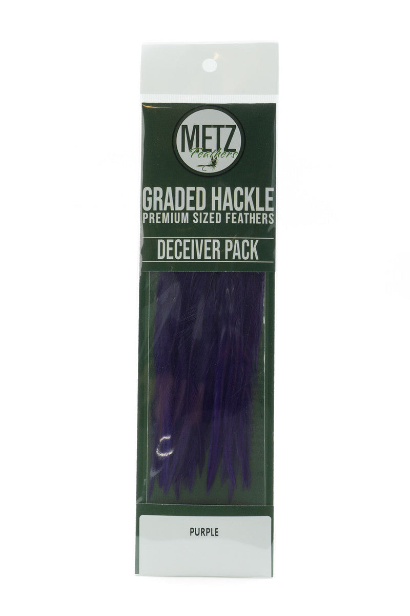 Metz Hackle Deceiver Streamer Pack Purple Saddle Hackle, Hen Hackle, Asst. Feathers