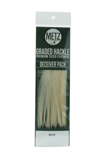 Metz Hackle Deceiver Streamer Pack White Saddle Hackle, Hen Hackle, Asst. Feathers