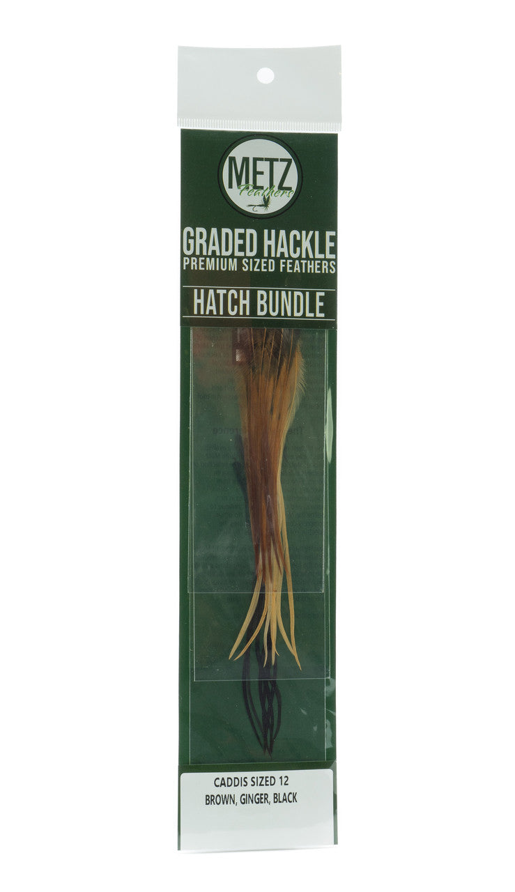 Metz Hackle Hatch Bundle 3 Pack Caddis size 12 Dry Fly Hackle