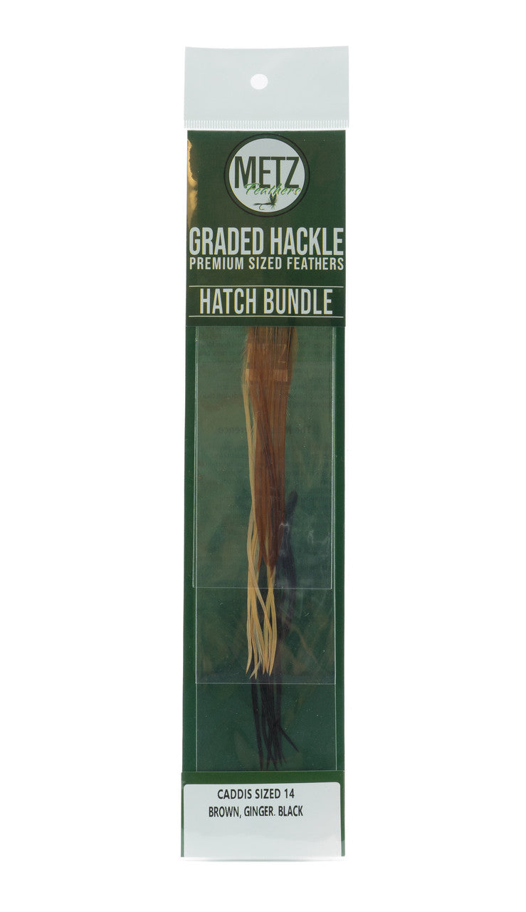 Metz Hackle Hatch Bundle 3 Pack Caddis Size 14 Dry Fly Hackle