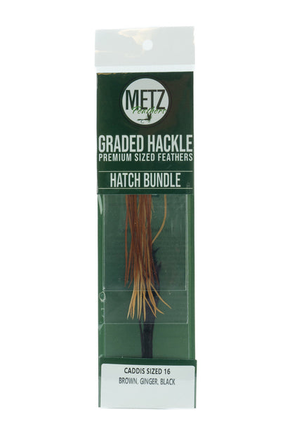 Metz Hackle Hatch Bundle 3 Pack Caddis Size 16 Dry Fly Hackle