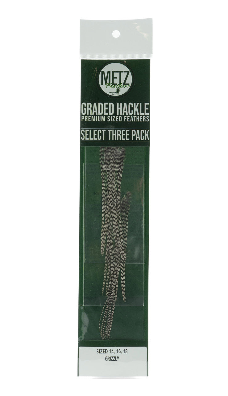 Metz Hackle Select 3 Size Pack Dry Fly Hackle