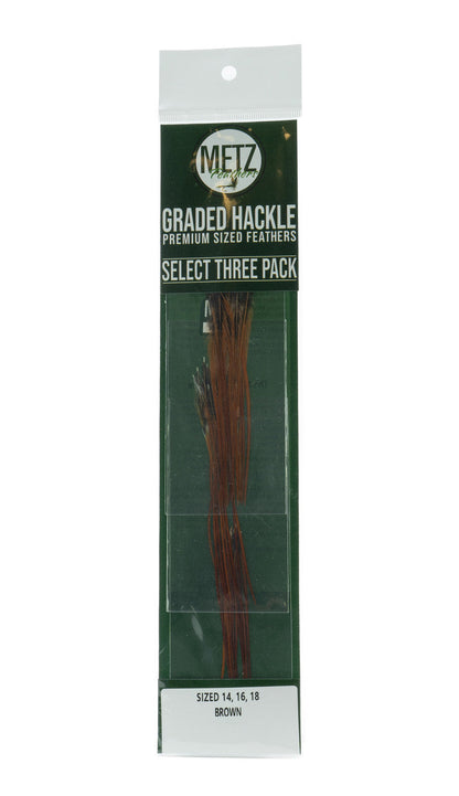 Metz Hackle Select 3 Size Pack Dry Fly Hackle