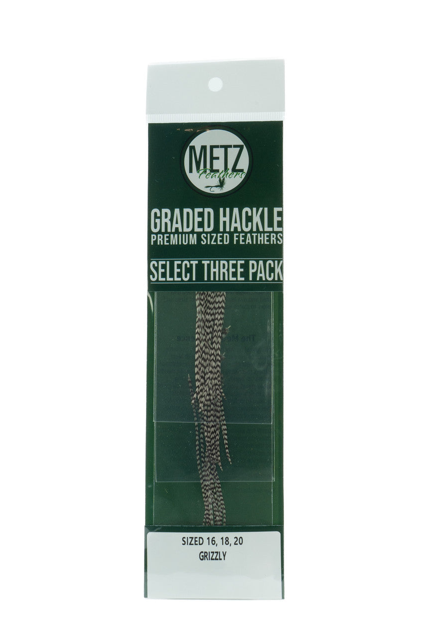 Metz Hackle Select 3 Size Pack Dry Fly Hackle