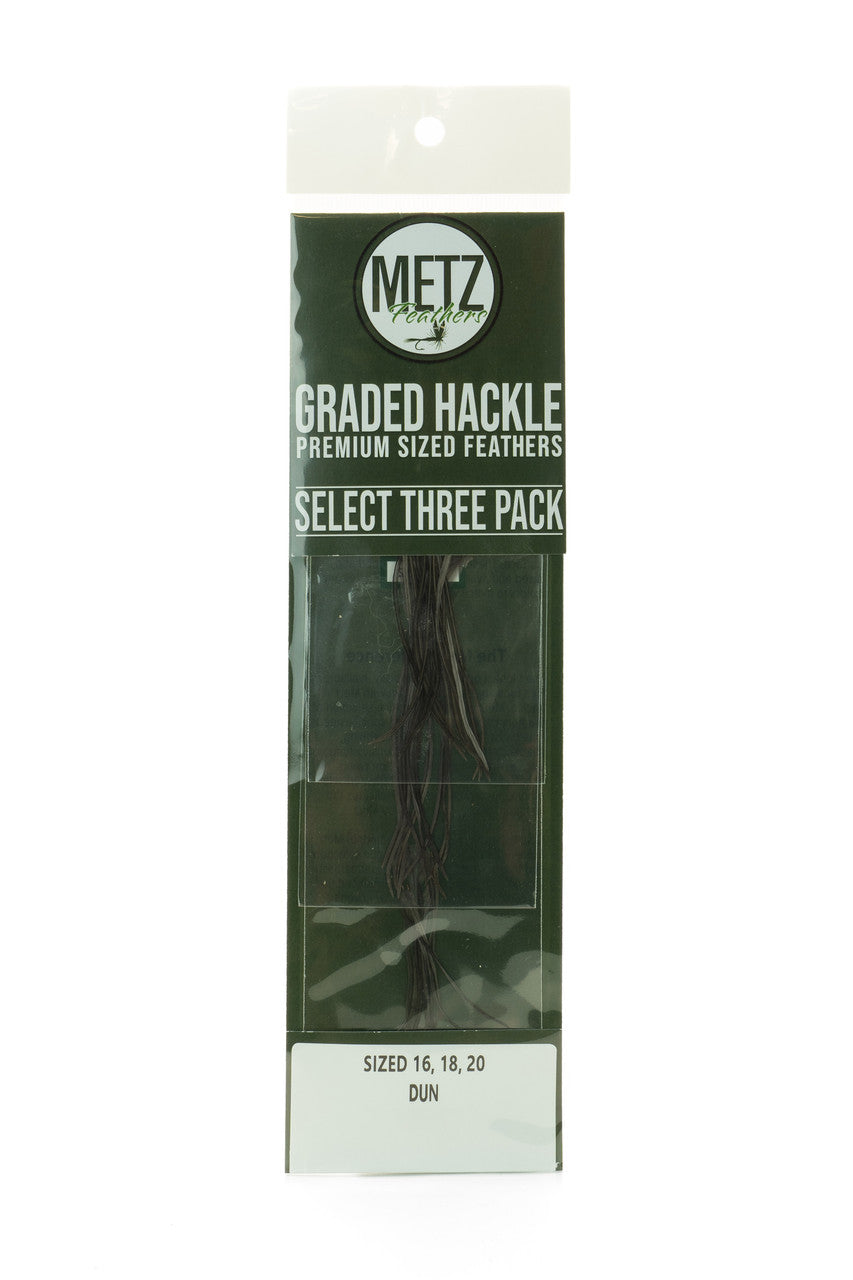 Metz Hackle Select 3 Size Pack Dry Fly Hackle