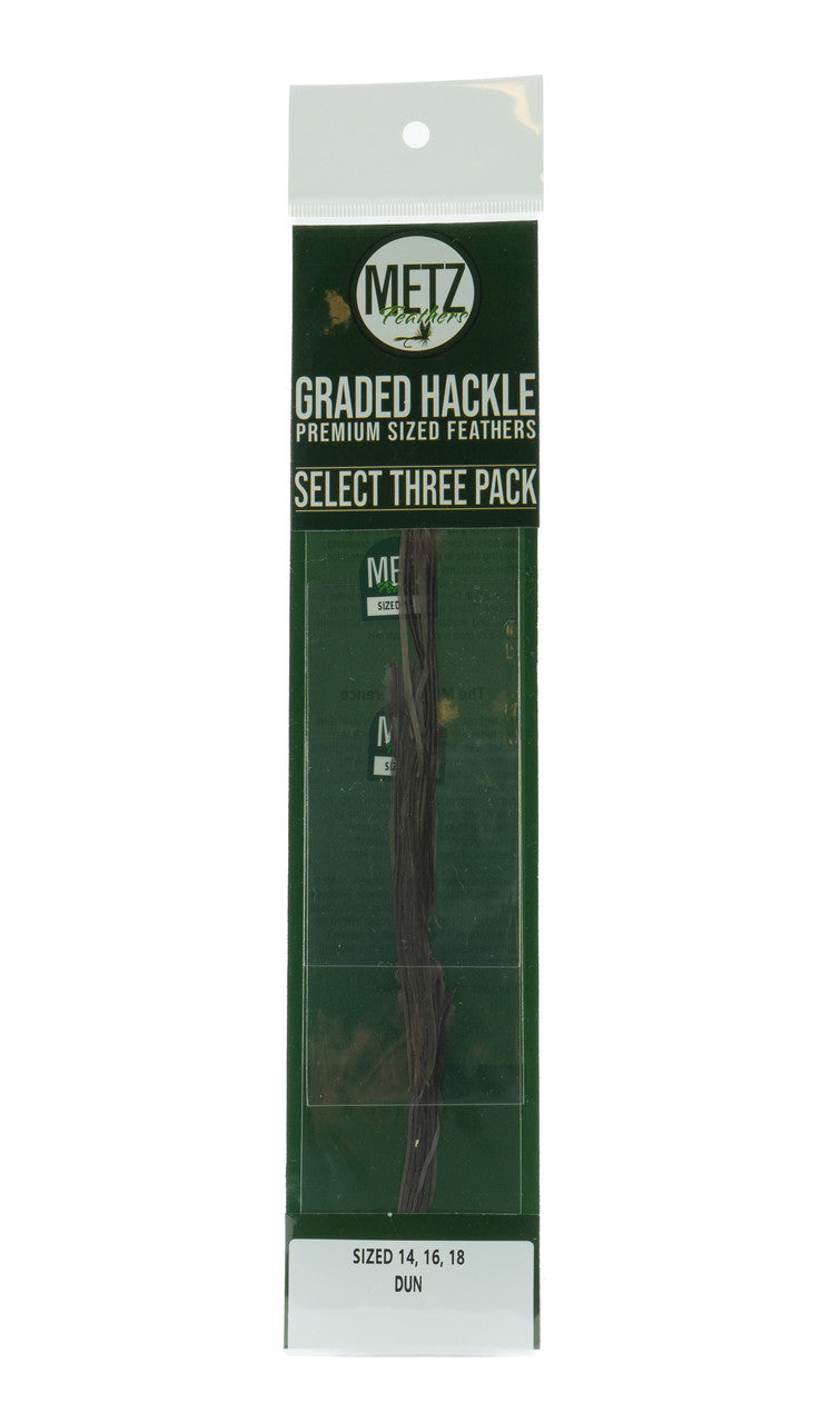 Metz Hackle Select 3 Size Pack Dry Fly Hackle