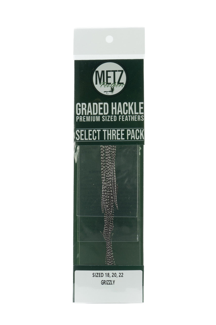 Metz Hackle Select 3 Size Pack Dry Fly Hackle