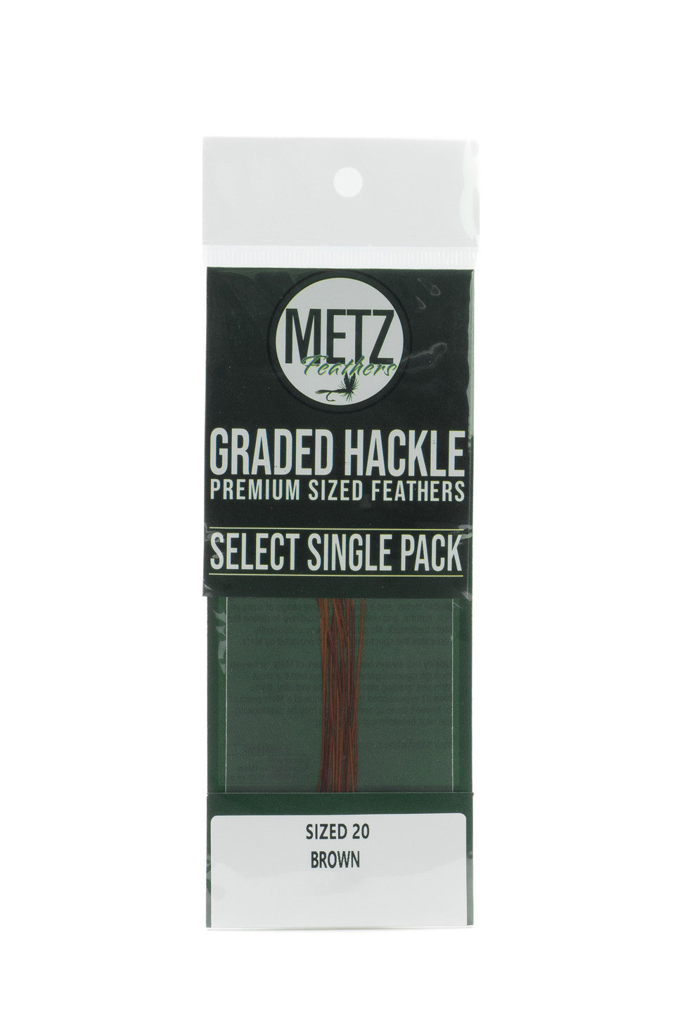 Metz Hackle Select Single Size Pack Brown size 20 Dry Fly Hackle