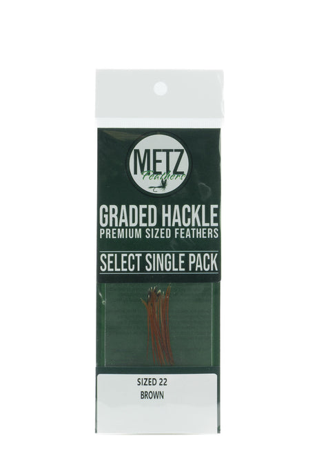 Metz Hackle Select Single Size Pack Brown size 22 Dry Fly Hackle