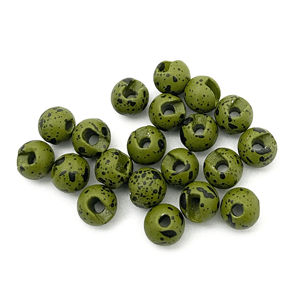 MFC Slotted Tungsten Beads 20 Pack Mottled Olive / 2.4mm (3/32") Beads, Eyes, Coneheads