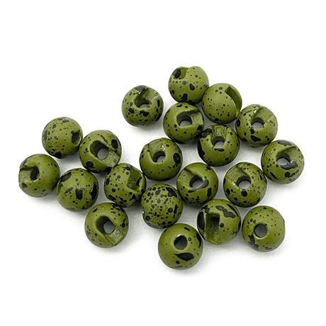 MFC Slotted Tungsten Beads 20 Pack Mottled Olive / 2.4mm (3/32") Beads, Eyes, Coneheads