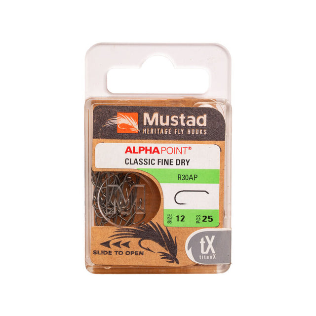 Mustad Dry Fly Hook 94833 2XF Forged Down Eye TitanX 25 Pack Size 10 Hooks