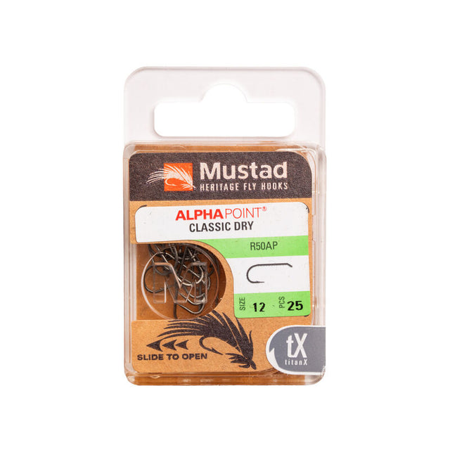 Mustad Dry Fly Hook 94840 Standard Forged Down Eye TitanX 25 Pack Size 10 Hooks