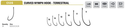 Mustad Nymph/Dry Hook Long Curved 3XL Forged Straight TitanX 25 Pack Hooks