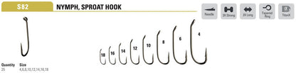 Mustad Nymph Hook 3906B Sproat Bend 3XH 2XL Down Eye TitanX 25 Pack Hooks