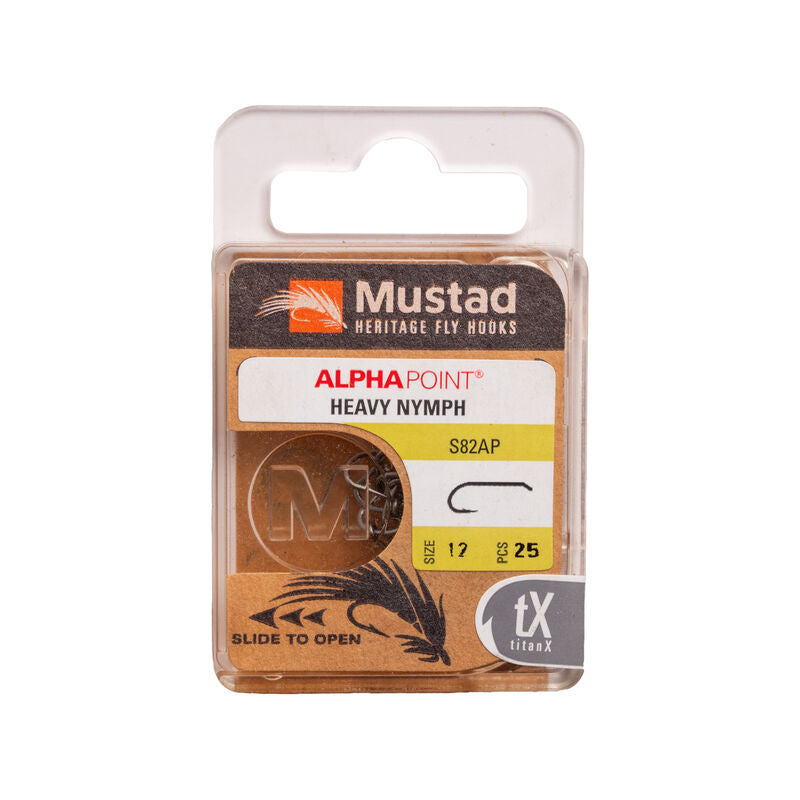 Mustad Nymph Hook 3906B Sproat Bend 3XH 2XL Down Eye TitanX 25 Pack ...