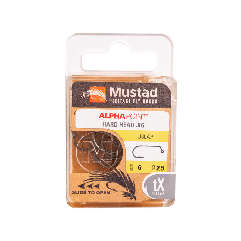 Mustad Nymph Jig Hook 1XH Forged 60 degree Eye TitanX 25 Pack Size 1 Hooks