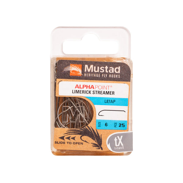 Mustad L87AP Streamer Hook Limerick Bend 3XH 7XL Forged Down Eye