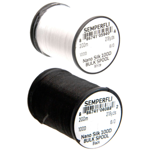 Nano Silk 100 Denier Predator 6/0 Bulk 200m Spool Black Threads