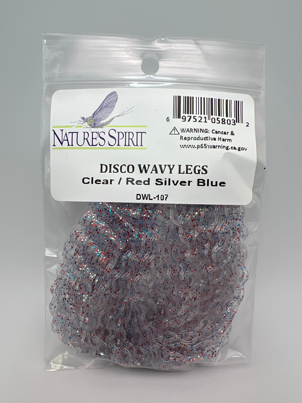 Nature's Spirit Disco Wavy Legs Clear / Red Silver Blue Rubber Legs