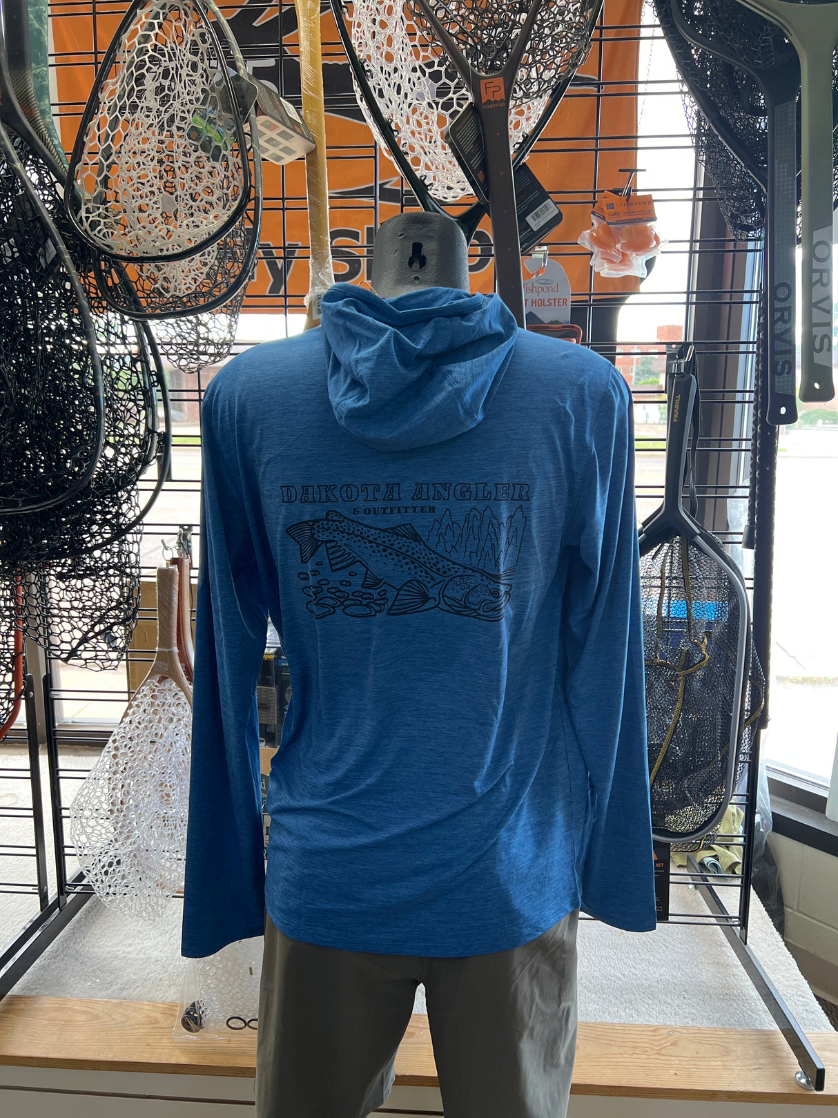 Patagonia Logo Men's Cap Cool Sun Hoodie Aquatic Blue - Black and White Design / S clothing