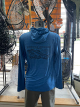 Patagonia Logo Men's Cap Cool Sun Hoodie Aquatic Blue - Black and White Design / S clothing