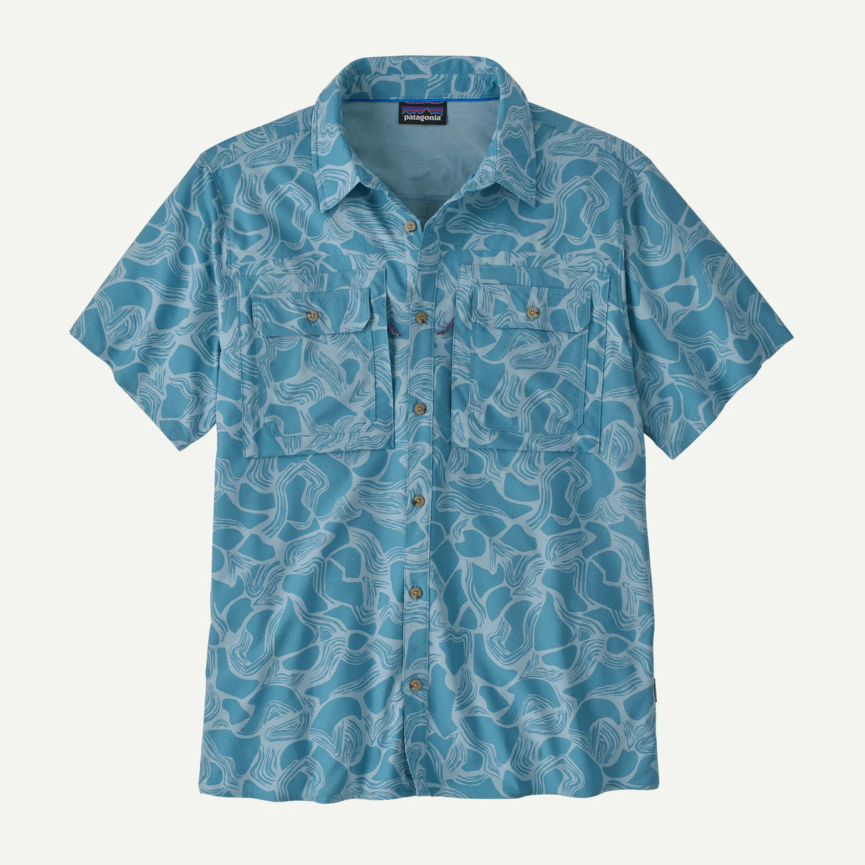 Patagonia M's S/S Self Guided Sun Shirt Coastal Edge: Shore Blue / M Clothing