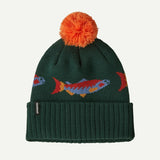 Patagonia Powder Town Beanie Salmon Energy Stripe: Old Growth Green / ALL Hats, Gloves, Socks, Belts