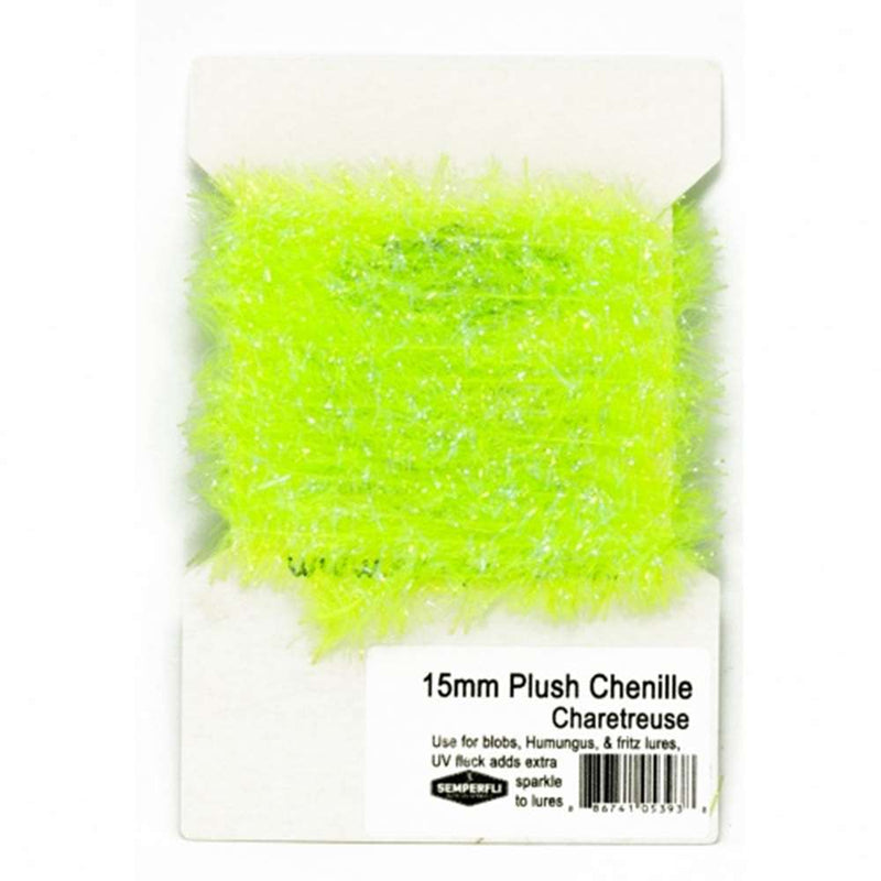 Semperfli 15mm Plush Transluscent Chenille Chartreuse Chenilles, Body Materials