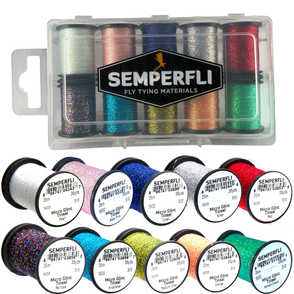 Semperfli Micro Glint Nymph Tinsel Collection Attractor Colors Wires, Tinsels